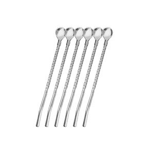 قاشق  شربت خوری مدل نی دار کد sh55 مجموعه 6 عددی